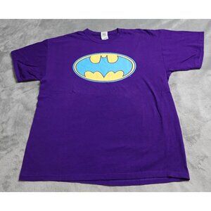Vintage 1990s Batman Logo T Shirt Men's XL Purple Graphic Short Sleeve Casual